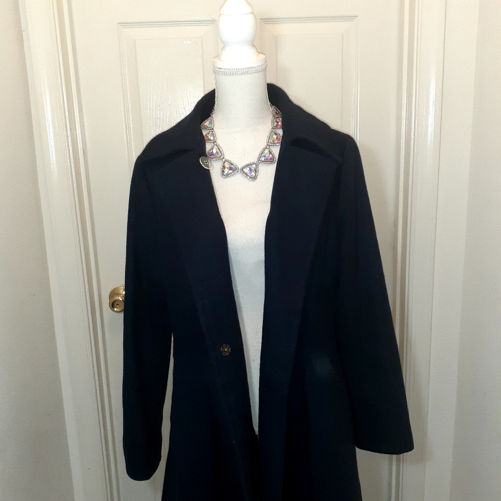 Mossimo wool Military style long peplum coat size L color Navy blue